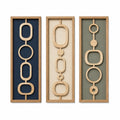 Lot de 3 tableaux muraux 30 x 90 cm en bois beige bleu vert style géométrique