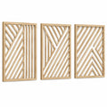 Décoration murale lot de 3 80 x 40 cm en bois naturel style géométrique
