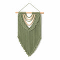 Tapisserie murale macramé 50 x 90 cm en coton vert sauge style bohème