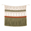 Tenture murale macramé 50 x 70 cm coton écru vert kaki terracotta style bohème décoratif