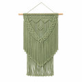 Décoration murale macramé 50 x 90 cm coton vert sauge style bohème