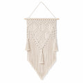 Tenture murale macramé 50 x 90 cm en coton écru avec franges style bohème