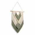 Tenture murale macramé 40 x 75 cm coton vert sauge et écru style bohème