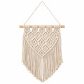 Décoration murale macramé 50 x 75 cm coton beige à franges style bohème