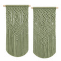 Lot de 2 tentures murales en macramé 30 x 80 cm coton vert sauge décoration bohème