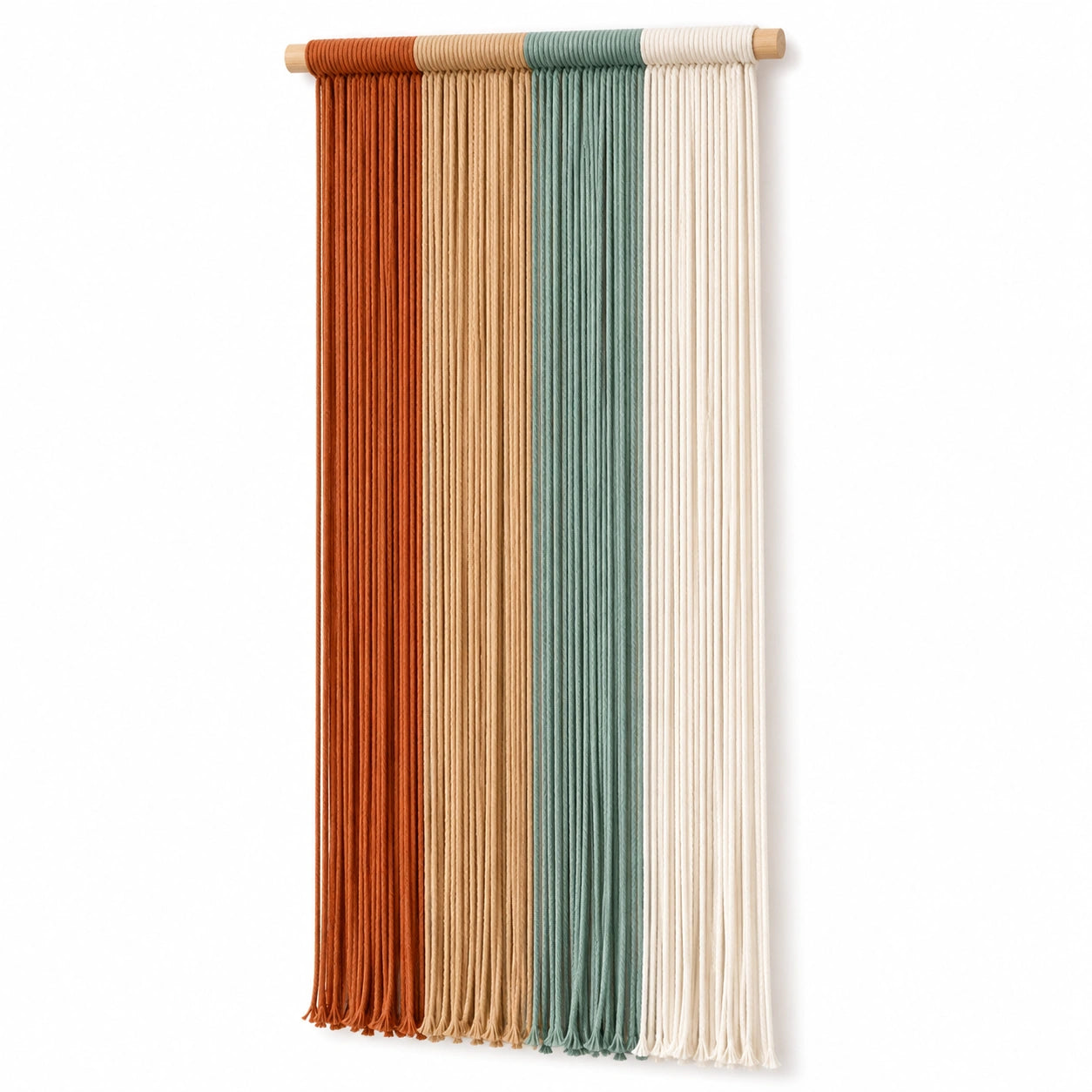 Tapisserie murale en coton 50 x 100 cm terracotta beige vert sauge écru style bohème