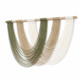 Tenture murale en fibres textiles 110 x 95 cm vert beige blanc style bohème