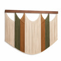 Tapisserie murale 120 x 90 cm en corde textile beige vert olive marron style bohème