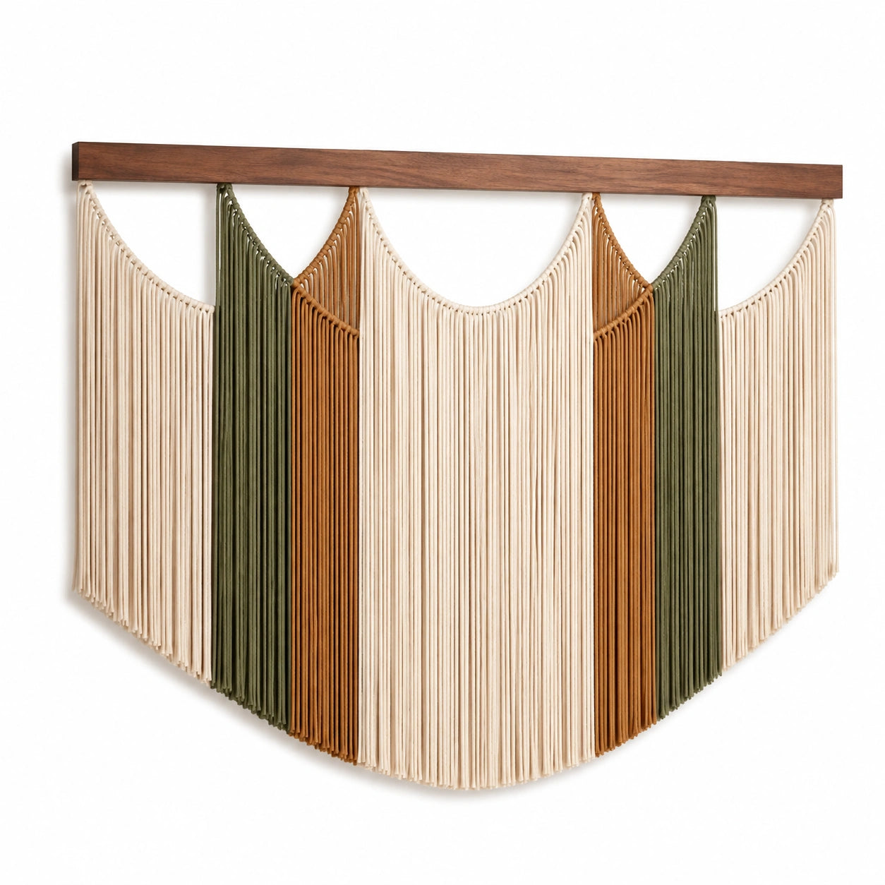 Tapisserie murale 120 x 90 cm en corde textile beige vert olive marron style bohème