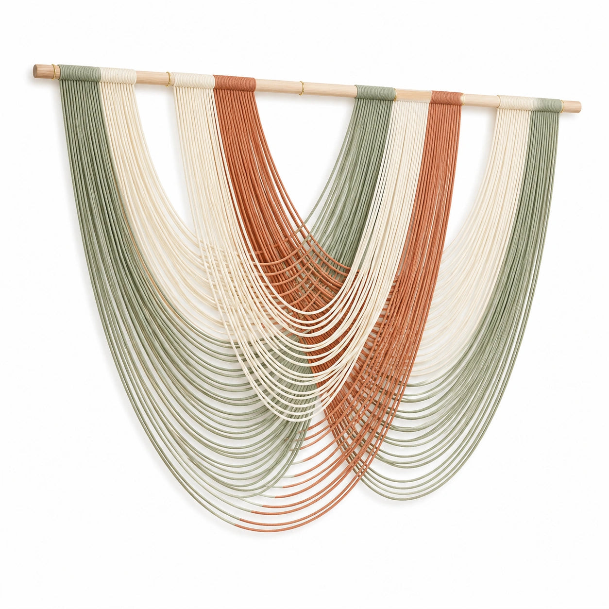 Décoration murale tissée 120 x 90 cm en coton vert crème terracotta style bohème