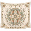 Tapisserie murale 150 x 150 cm en polyester écru motif mandala floral style bohème